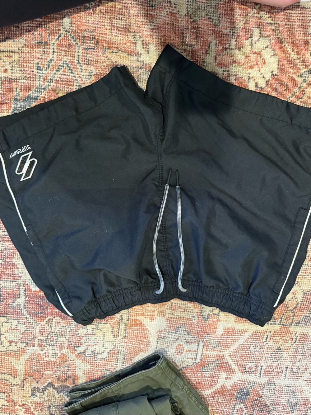 Superdry Black Men's Athletic Drawcord Shorts with Reflective Trim